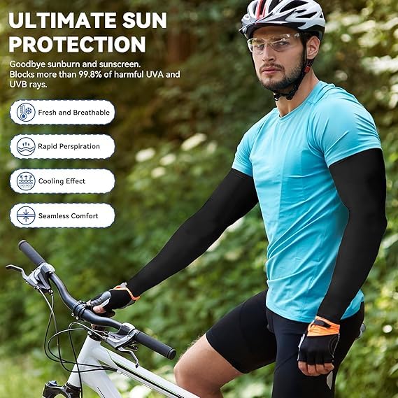 Fuelbyte UV Protection Hand Gloves for Sun Protection - Arm Sleeves for Men & Women, Perfect for Bike Riding, Summer, and Outdoor Sports - Full Hand Gloves, Sun Gloves, Cooling Sleeves