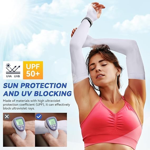 Fuelbyte UV Protection Hand Gloves for Sun Protection - Arm Sleeves for Men & Women, Perfect for Bike Riding, Summer, and Outdoor Sports - Full Hand Gloves, Sun Gloves, Cooling Sleeves