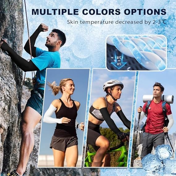 Fuelbyte UV Protection Hand Gloves for Sun Protection - Arm Sleeves for Men & Women, Perfect for Bike Riding, Summer, and Outdoor Sports - Full Hand Gloves, Sun Gloves, Cooling Sleeves