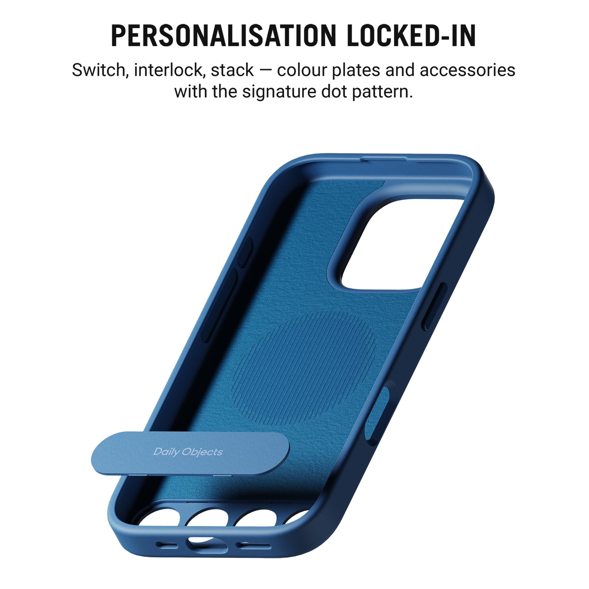 DailyObjects iPhone 16 Stack Signature Magnetic Case Cover | Compatible with Magsafe | Camera & Body Protection | Shock/Scratch Proof| Dual Hybrid Protection | Wireless Charging - Indigo Blue
