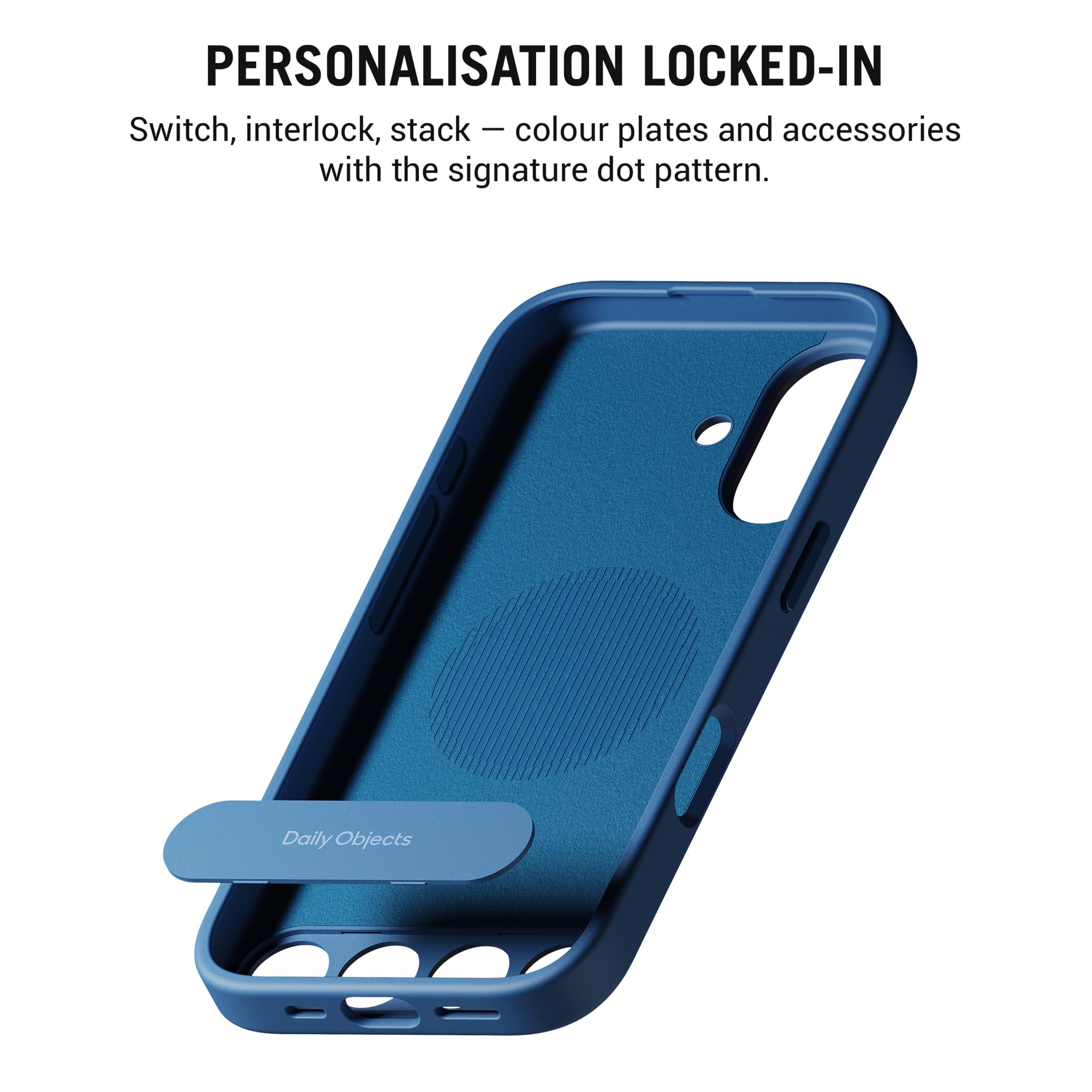DailyObjects iPhone 16 Stack Signature Magnetic Case Cover | Compatible with Magsafe | Camera & Body Protection | Shock/Scratch Proof| Dual Hybrid Protection | Wireless Charging - Indigo Blue